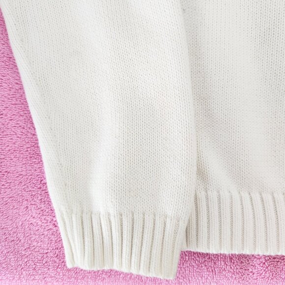 Women's Ralph Lauren White Gold Button Mock Turtleneck Sweater Size XL - Picture 9 of 16